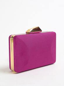 Mini Chain Satin Square Bag - Hot Pink - View 3