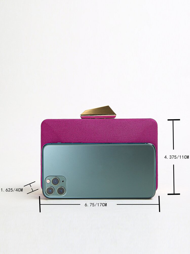 Mini Chain Satin Square Bag - Hot Pink - View 5