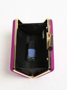 Mini Chain Satin Square Bag - Hot Pink - View 6