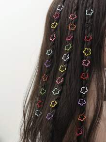 30pcs Gold-Color Star And Flower Shaped Hair Rings, Cute Hair Accessories For Braids, Fashion & Unique Design For Women, School Stuff, Vacation Outfits Woman, Head Accessories - Multicolor - View 5