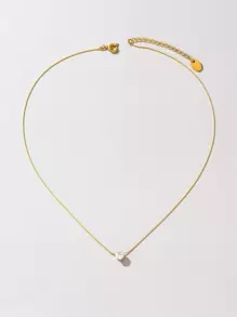 18K Gold Plated 1pc Stainless Steel Chain Gold Bamboo Node 6-Claw Rhinestone Necklace, Suitable For Women Daily Wear And Holiday Gift