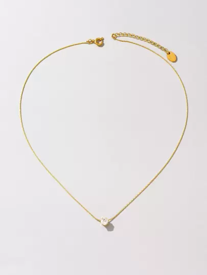 Corrente de aço inoxidável banhada a ouro 18K, 1 peça, nó de bambu dourado, colar com strass de 6 garras, adequado para uso diário feminino e presente de feriado