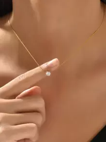 18K Gold Plated 1pc Stainless Steel Chain Gold Bamboo Node 6-Claw Rhinestone Necklace, Suitable For Women Daily Wear And Holiday Gift