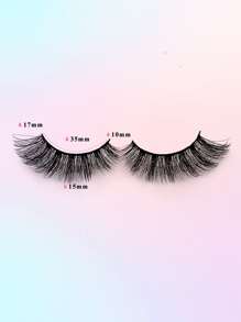 20 Pairs False Eyelashes Natural, 14 Mm Volumized Curling Magnetic Lashes, End Eye Elongated Faux Mink Strip Lashes Suitable For Parties Or Gift For Women&Girls Pink Package Lashes - Black - View 3