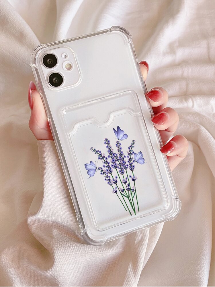 Lavender Print Card Slot Phone Case,International Version, Not The Domestic Version