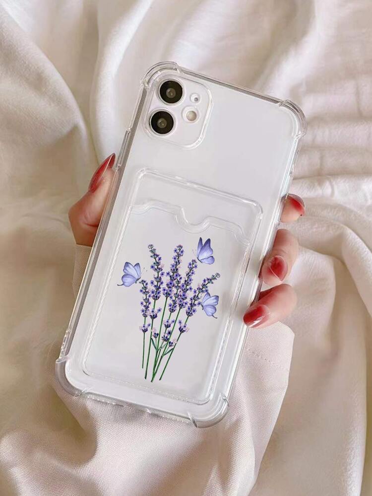 Lavender Print Card Slot Phone Case,International Version, Not The Domestic Version