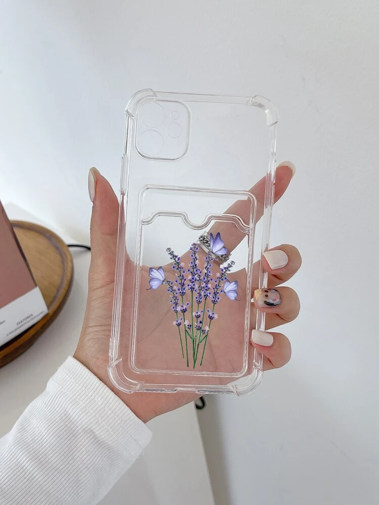 Lavender Print Card Slot Phone Case,International Version, Not The Domestic Version