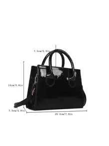 小方包優雅黑色雙把手PU皮革 - 黑色 - 查看 3