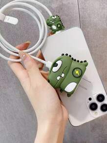 4入組恐龍設計數據線保護頭套裝 - 軍綠色 - 查看 2