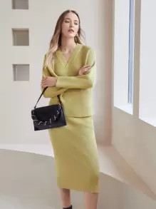 MOTF PREMIUM WOOL-MIX FORMAL JUMPER SET - Yellow - View 4