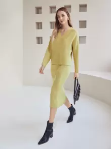 MOTF PREMIUM WOOL-MIX FORMAL JUMPER SET - Yellow - View 2