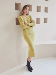 MOTF PREMIUM WOOL-MIX FORMAL JUMPER SET - Yellow - View 8