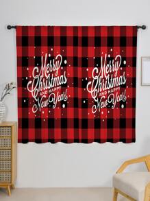 Christmas Slogan Graphic Single Panel Curtain - Multicolor - View 1