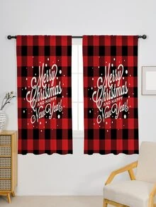Christmas Slogan Graphic Single Panel Curtain - Multicolor - View 2