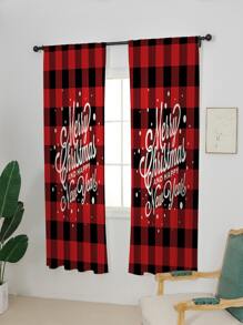 Christmas Slogan Graphic Single Panel Curtain - Multicolor - View 3