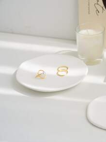 1個高端時尚珠寶托盤,展示架,拍照裝飾道具（由石膏製成）,情人節禮物 - 白色 - 查看 6