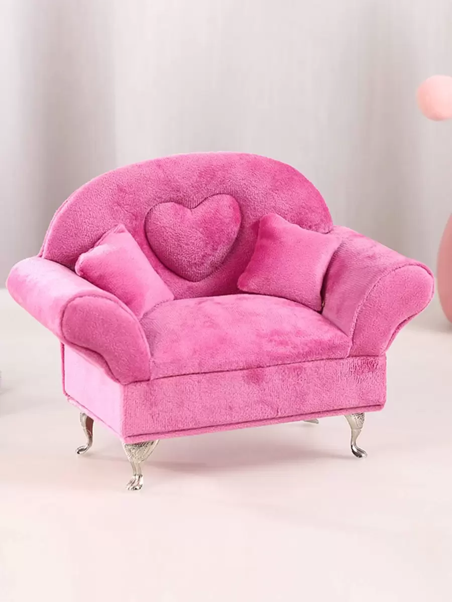 1個沙發設計毛茸茸珠寶收納盒,情人節禮物 - 粉色 - 查看 1