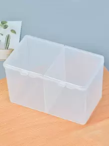 1入組兩格透明桌子收納盒 - 白色 - 查看 1