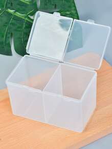 1入組兩格透明桌子收納盒 - 白色 - 查看 3