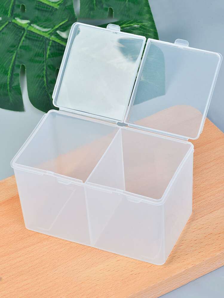 1入組兩格透明桌子收納盒 - 白色 - 查看 3