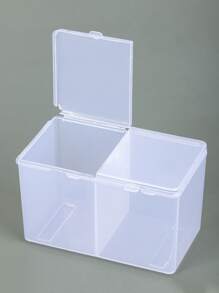 1入組兩格透明桌子收納盒 - 白色 - 查看 4