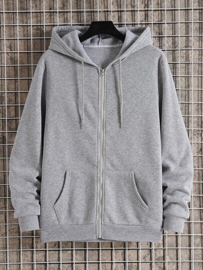 Guys Zip Up Drawstring Thermal Hoodie