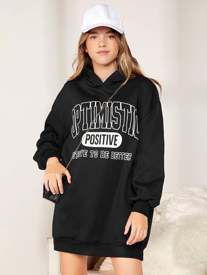 SHEIN Teen Girls Letter Graphic Sweatshirt Dress