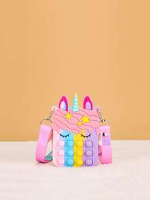 mini Niñas de color combinado con diseño de unicornio Burbuja de empuje Bolsa creativa - Multicolor - Ver 1