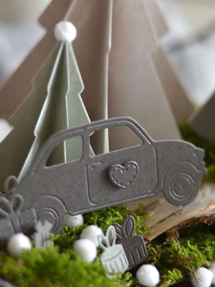 1pc Car & Gift Shaped Cutting Die - Silver - View 3
