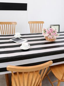 Khăn trải bàn chống thấm nước hoa văn sọc - Đen và trắng - Xem 3