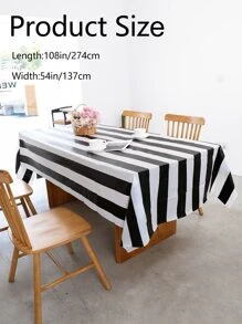 Khăn trải bàn chống thấm nước hoa văn sọc - Đen và trắng - Xem 6