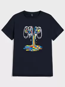Manfinity VCAY Hombres Camiseta con estampado de dibujos animados
