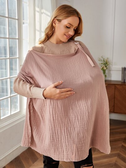 1pc Oeko-Tex Certified Loose Breathable Soft Nursing Cover Cover Up, Lotus Root Powder Color