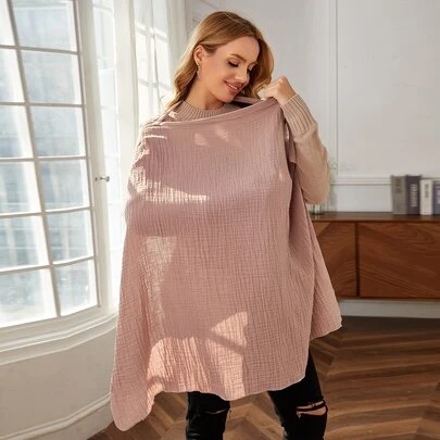1 pièce Couverture d'allaitement en tissu froissé certifié Oeko-Tex en rose racine de lotus, tablier d'allaitement respirant et doux, canopée de siège auto toutes saisons, pare-soleil multifonctionnel pour poussette bébé