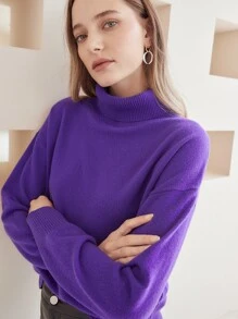 MOTF PREMIUM 100% CASHMERE RELAXED FIT JUMPER - Violet Purple - View 6