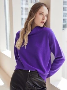 MOTF PREMIUM 100% CASHMERE RELAXED FIT JUMPER - Violet Purple - View 7