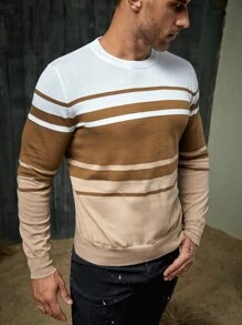 Manfinity VCAY Men Striped Pattern Colourblock Jumper - Multicolor - View 4