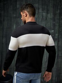 Manfinity VCAY Men Letter Pattern Two Tone Sweater