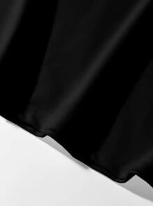 Manfinity 男士鬆身卡通及口號圖案撞色短袖polo衫 - 黑色 - 查看 3