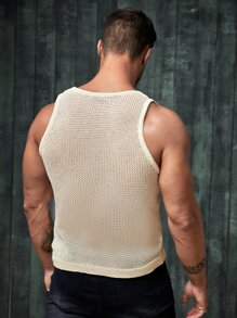 Manfinity VCAY Hombres Top unicolor tejido de canalé - Beis - Ver 2