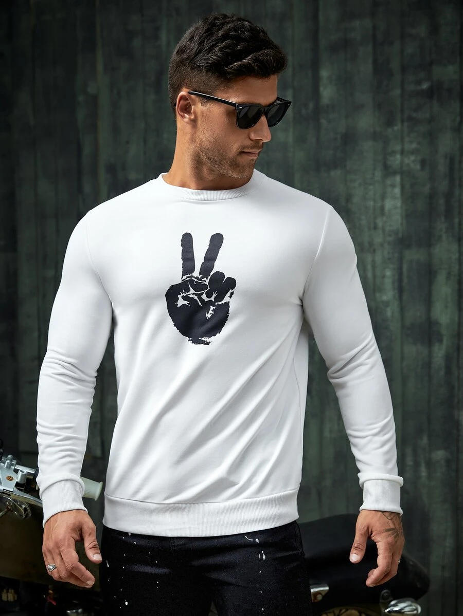 Manfinity Men Figure Graphic Sweatshirt - White - View 1