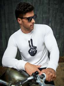 Manfinity Men Figure Graphic Sweatshirt - White - View 3