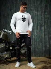 Manfinity Men Figure Graphic Sweatshirt - White - View 4