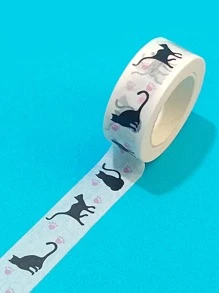 1卷貓樣式和紙膠帶 - 彩色 - 查看 1