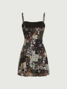 SHEIN MOD Patchwork Print Cami Dress