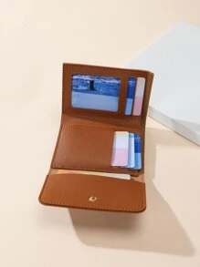 女士三折短款钱包 时尚多功能 PU 手拿包 可装现金和硬币 便携式现金 白领阶层 女性 大学生 工作 商务 通勤 办公室 周年纪念 生日礼物 情人节礼物 礼物 送给老师 商务休闲 女士钱包 钱夹 钱包 小钱包 - 棕色 - 查看 3