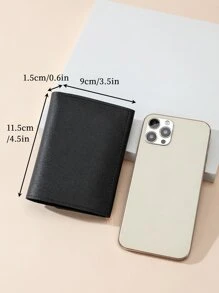 Ví nhỏ cho trẻ em gấp ba tối giản - màu đen - Xem 4