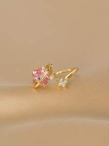 Rhinestone Heart & Star Decor Cuff Ring - Multicolor - View 3