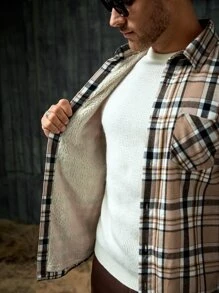 Manfinity 男士格紋前口袋襯衫