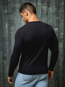 Manfinity Men Christmas Santa Pattern Drop Shoulder Jumper - Black - View 2